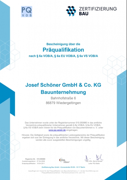 schöner bauen - präqualifiziert seit 2011